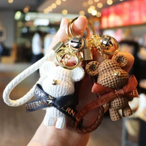 Cartoon Resin Yarn Bear Keychain