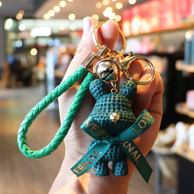 Cartoon Resin Yarn Bear Keychain - Image 7