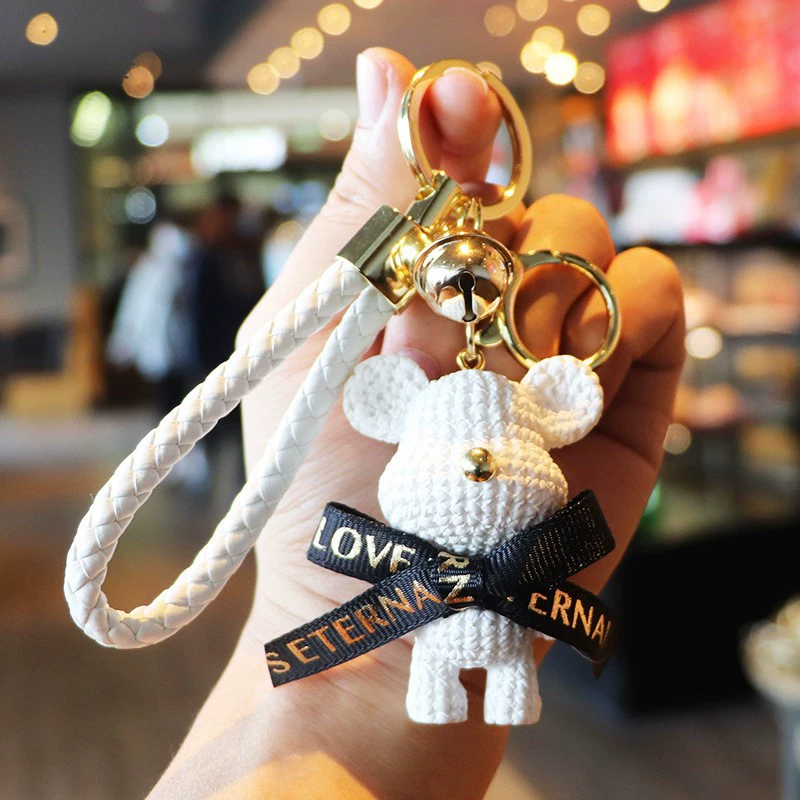 Cartoon Resin Yarn Bear Keychain - Image 6