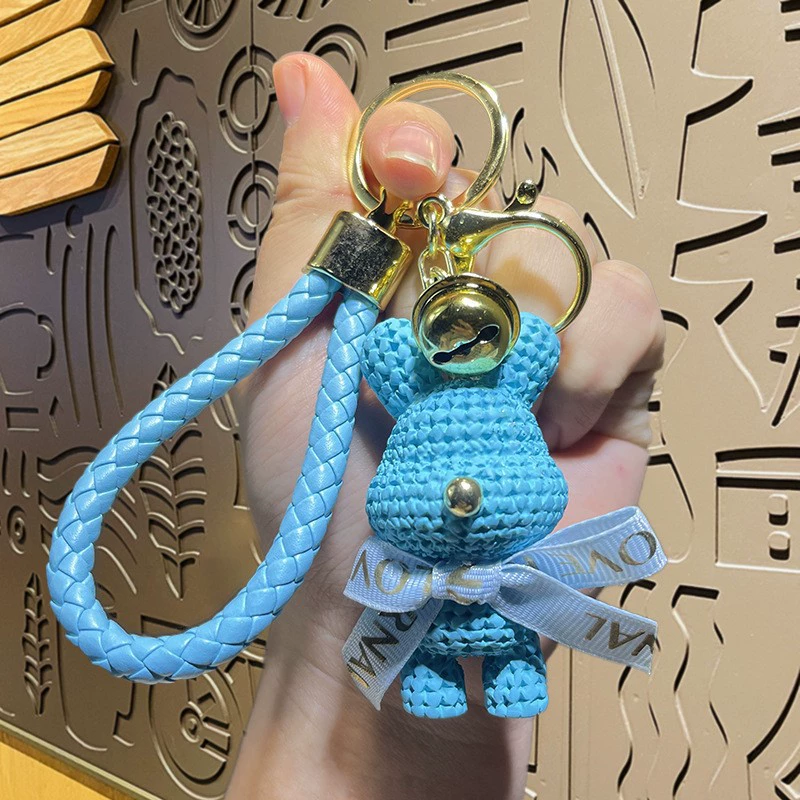 Cartoon Resin Yarn Bear Keychain - Image 2