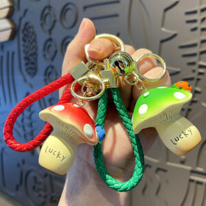 Cartoon Cute Lucky Ladybug & Mushroom Keychain