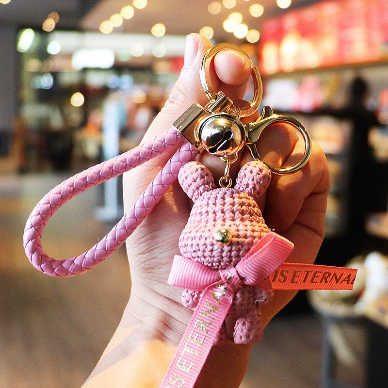 Cartoon Resin Yarn Bear Keychain - Image 5