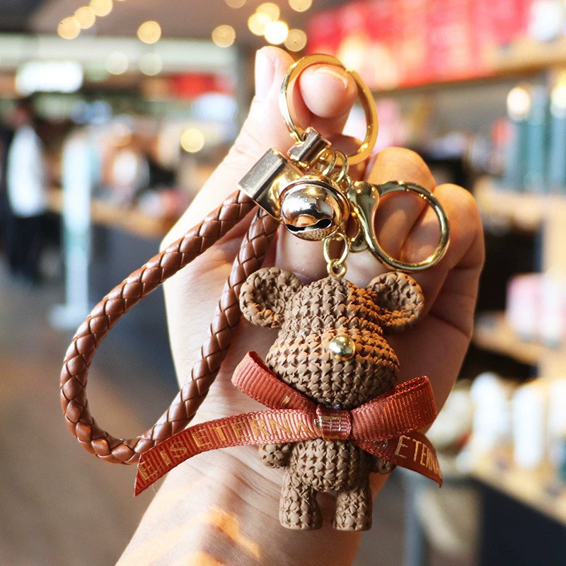 Cartoon Resin Yarn Bear Keychain - Image 4