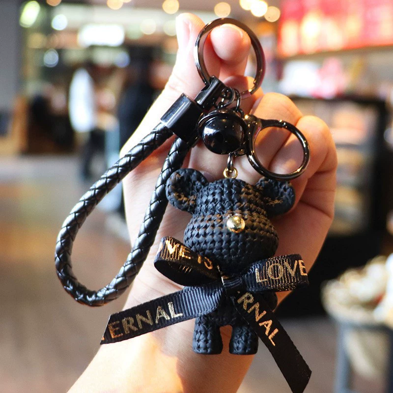 Cartoon Resin Yarn Bear Keychain - Image 3